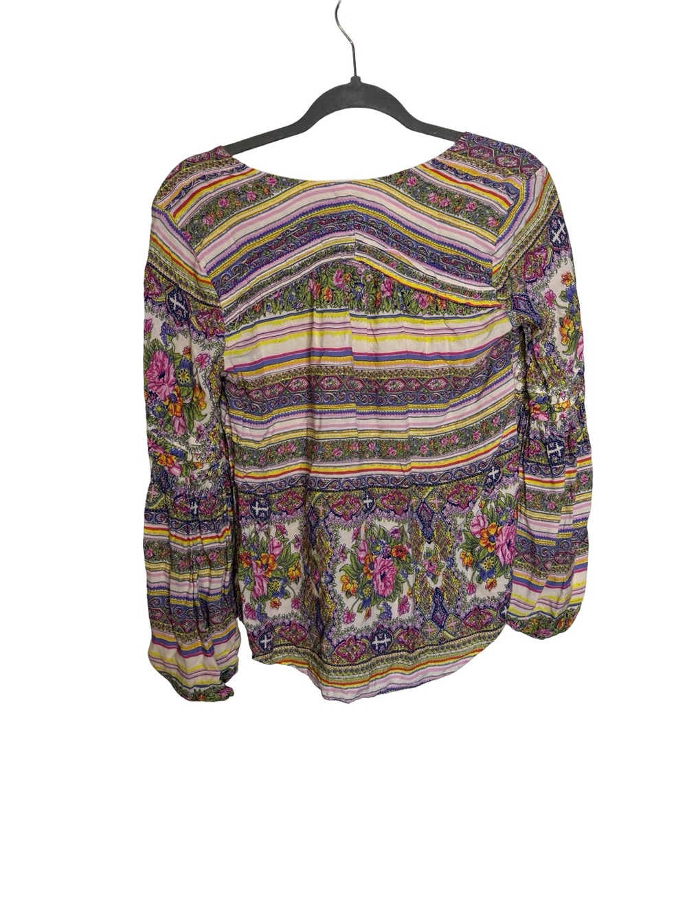 🌸 Maeve by Anthropologie Floral Boho Blouse XS Puff Sleeve Peasant Top 🌸 - Picture 5 of 5